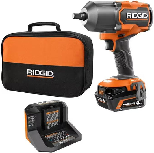 RIDGID 18V Brushless Cordless 4-Mode 1/2 in. High-Torque Impact Wrench Kit with 4.0 Ah Battery and Charger