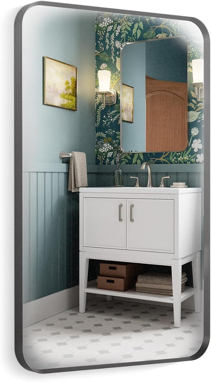 KOHLER 26052-BLL Essential 24" x 34" Rectangular Wall Mirror, Large Rectangle Bathroom Mirror, Vanity Mirror with Frame