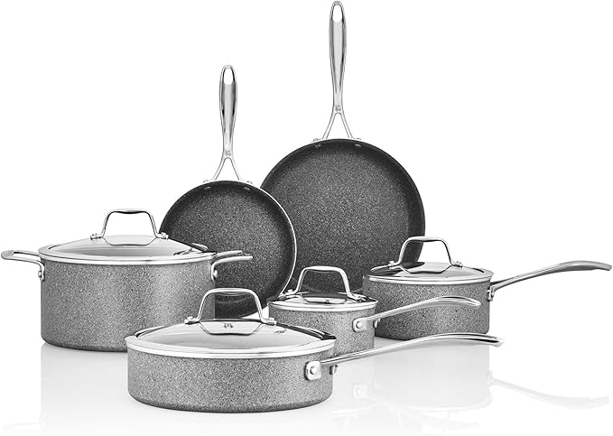 Henckels Capri Series 10 Piece Non-Stick Cookware Set Made with Granitium Non-Stick Coating