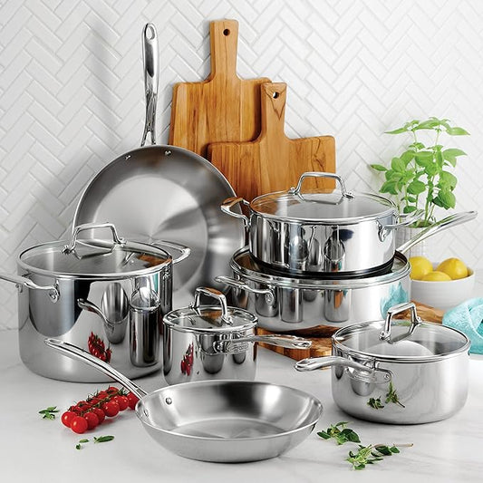 Tramontina 12 Piece Tri-Ply Clad Stainless Steel Cookware Set