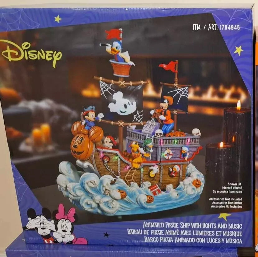 Disney Halloween Animated Pirate Ship Lights And Music Mickey Mouse New