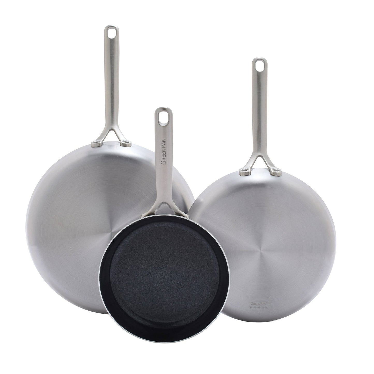 Greenpan GP5 Vista 5-Ply Stainless Steel Ceramic Non Stick 3-Piece Fry Pan Set