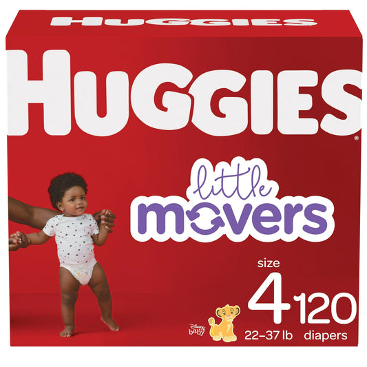 Huggies Little Movers Baby Diapers, Size 4, 120 Ct