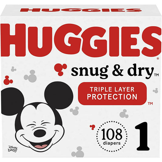 Huggies Snug & Dry Baby Diapers, Size 1 (8-14 lbs), 108 Count