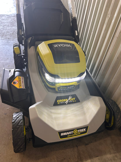 RYOBI 40V HP Brushless 21 in. Cordless Battery Walk Behind Multi-Blade Self-Propelled Mower - (2) 6.0 Ah Batteries & Charger