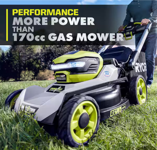 RYOBI 40V HP Brushless 21 in. Cordless Battery Walk Behind Multi-Blade Self-Propelled Mower - (2) 6.0 Ah Batteries & Charger