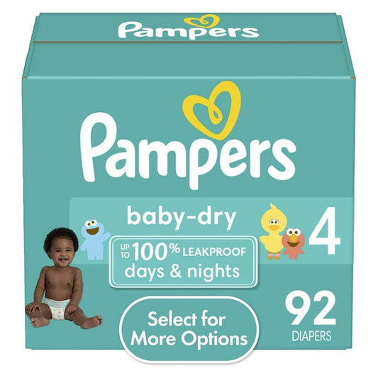 Pack of 2 Pampers Baby Dry Diapers Size 4, 92 Count