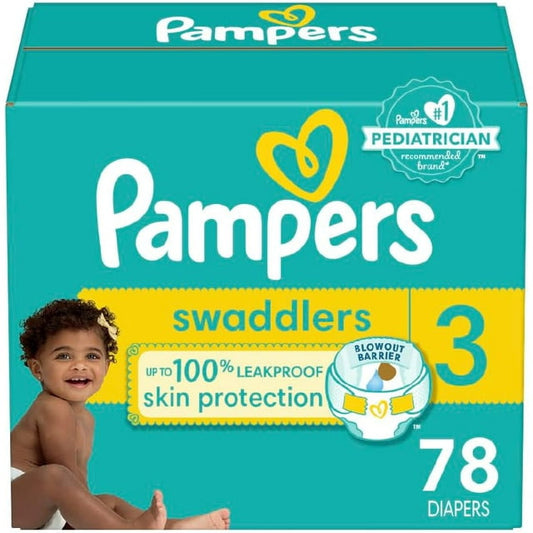 Pampers Swaddlers Diapers - Size 3, 78 Count, Ultra Soft Disposable Baby Diapers