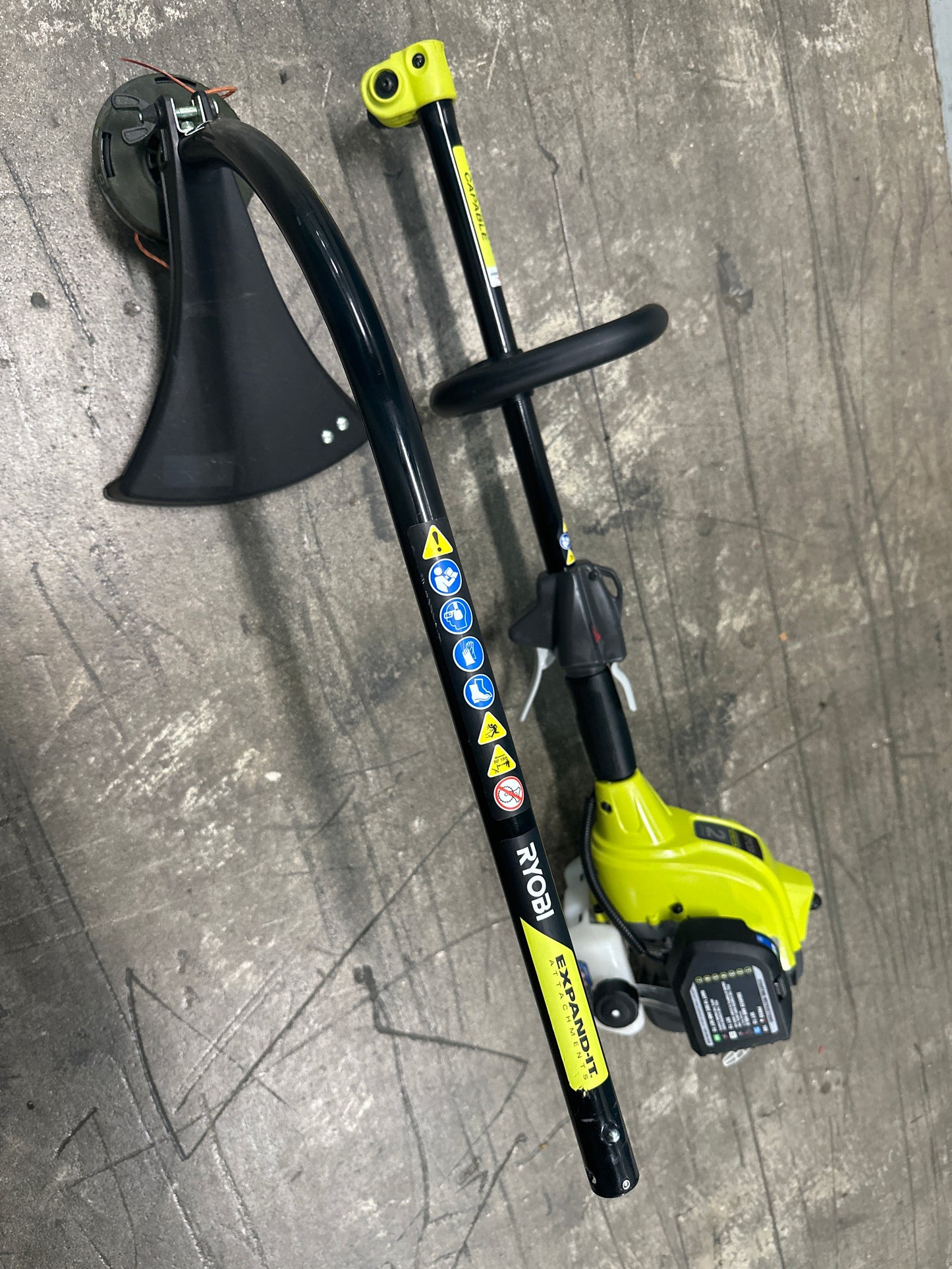 Ryobi 25 Cc Gas String Trimmer 2 Stroke Attachment Capable Full Crank Curved Shaft