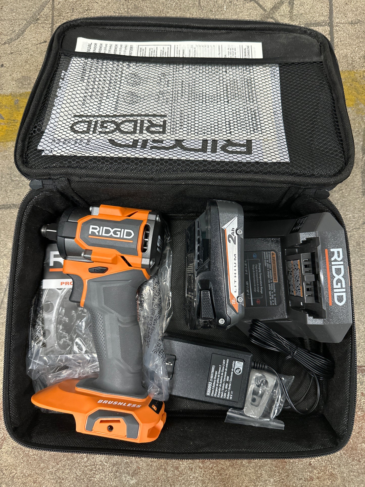 RIDGID 18V SubCompact Brushless Cordless 1/2 in. Impact Wrench Kit with 2.0 Ah Battery, Charger, and Bag