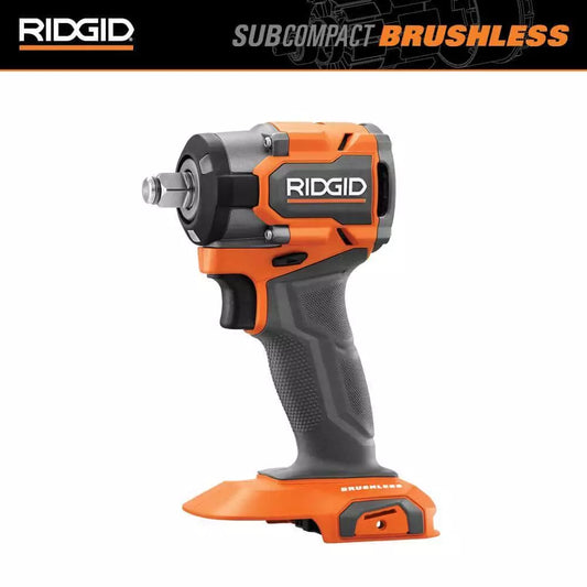 RIDGID 18V SubCompact Brushless Cordless 1/2 in. Impact Wrench Kit with 2.0 Ah Battery, Charger, and Bag