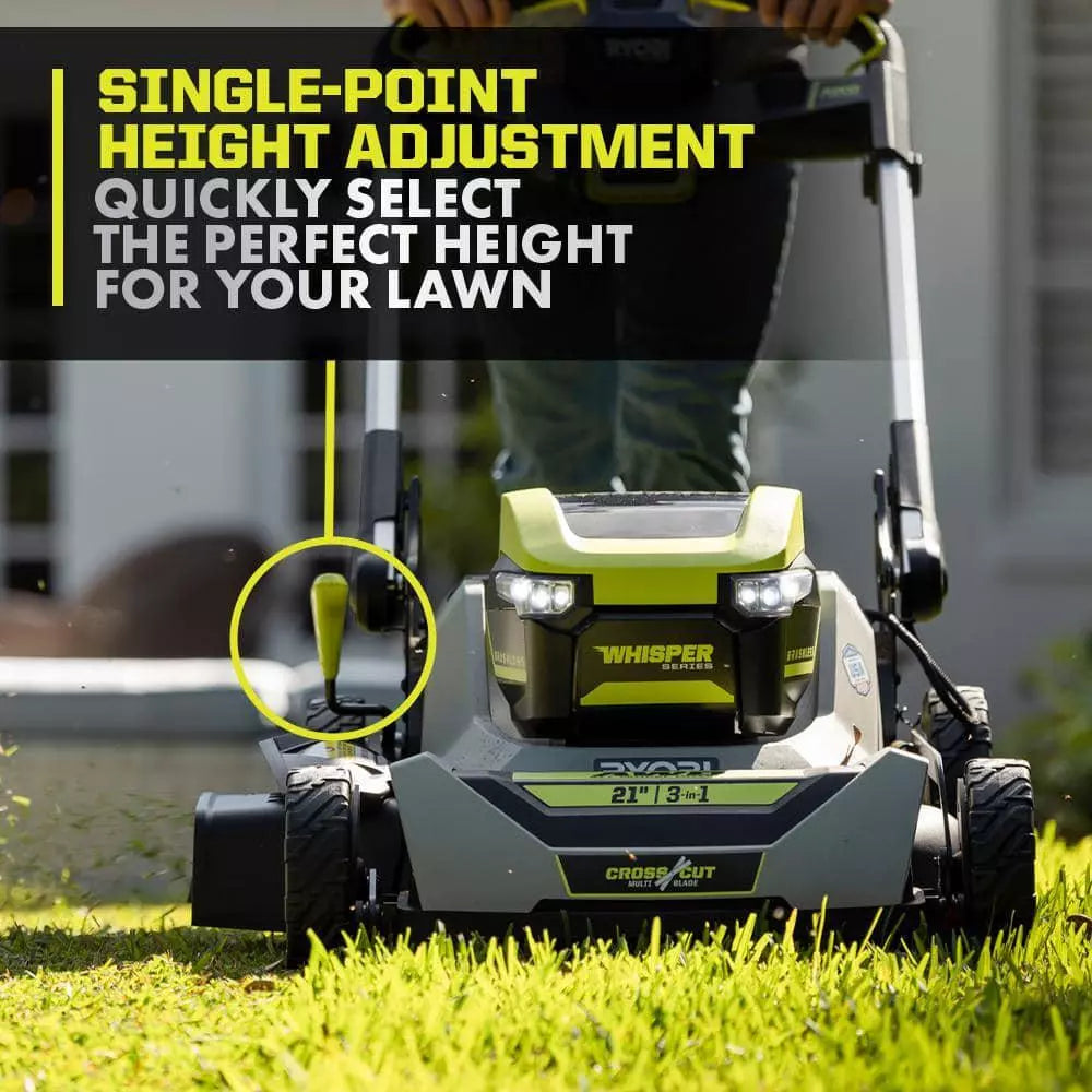 RYOBI 40V HP Brushless Whisper Series 21. in Walk Behind Self-Propelled All Wheel Drive Mower - (2) 6.0 Ah Batteries & Charger