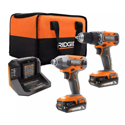 Ridgid 18V 2-Tool combo kit 2 batteries,charger and bag